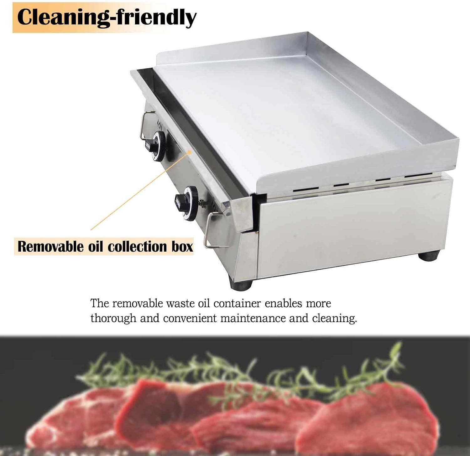 Commercial Stainless Steel Natural Gas Griddle Grill, 28.9" x 16.1" Flat Top Countertop Griddle for Steak, Pancakes & Teppanyaki, 2000Pa, Home & Outdoor Use
