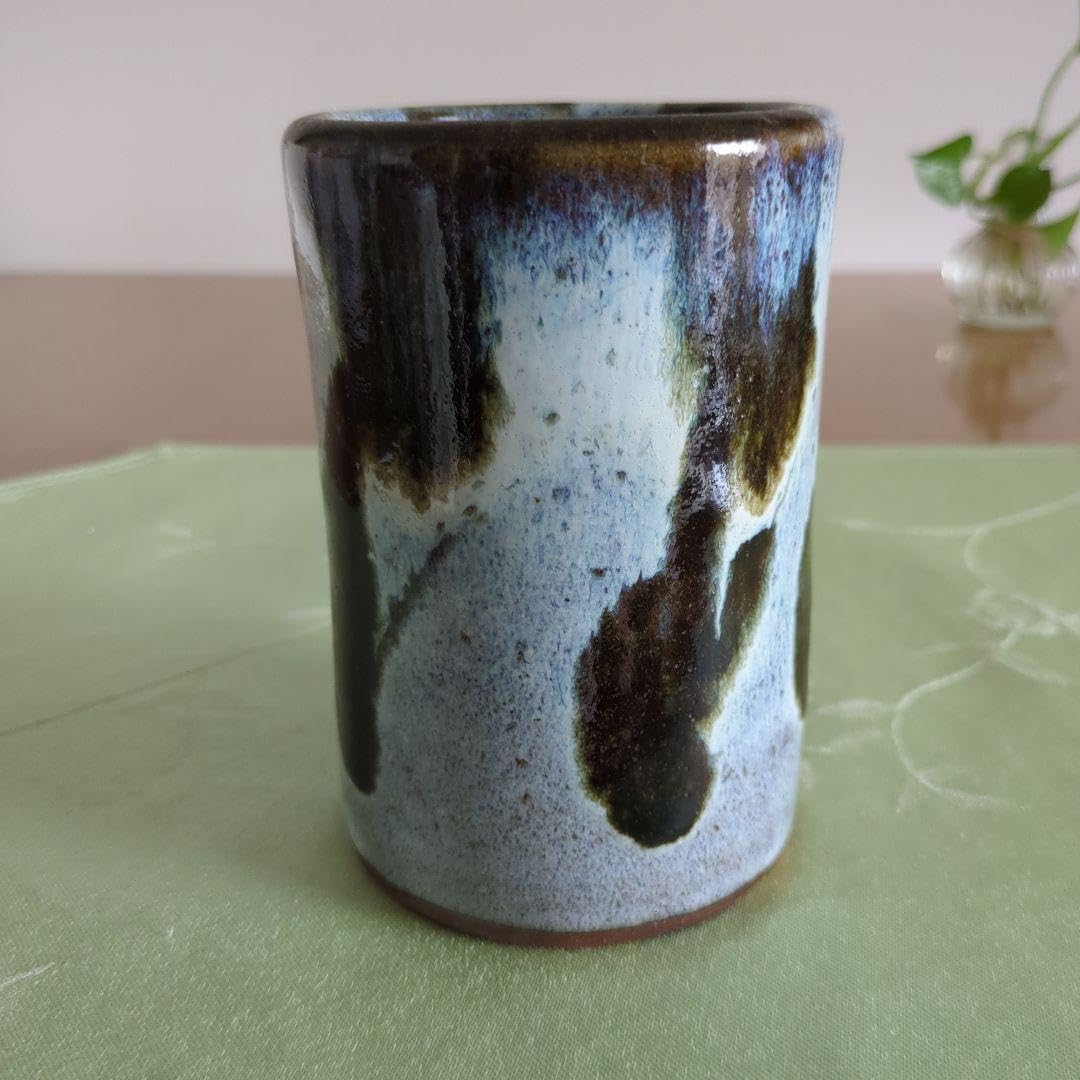 アンティーク　益子焼　浜田晋作　筒型花入れ　花瓶　花器 アンティーク益子焼浜田晋作筒型花入れ花瓶花器