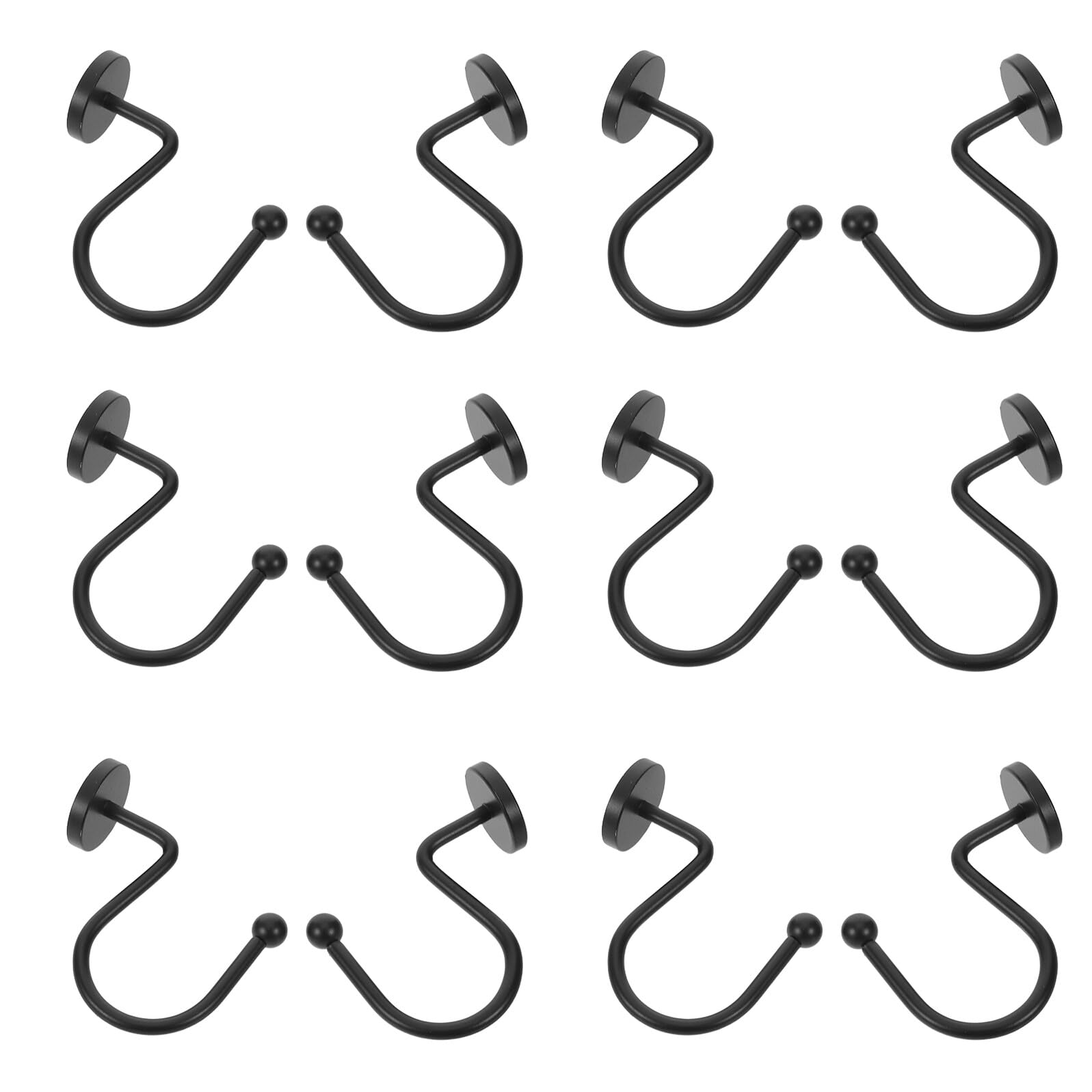 Cabilock Lot de 24 Crochets de Rideau Métal Noir Anneaux Ronds Rustiques Résistants à la Corrosion Adaptés pour Salle de Bain et Salon Accessoires Décoratifs Robustes pour Tringles