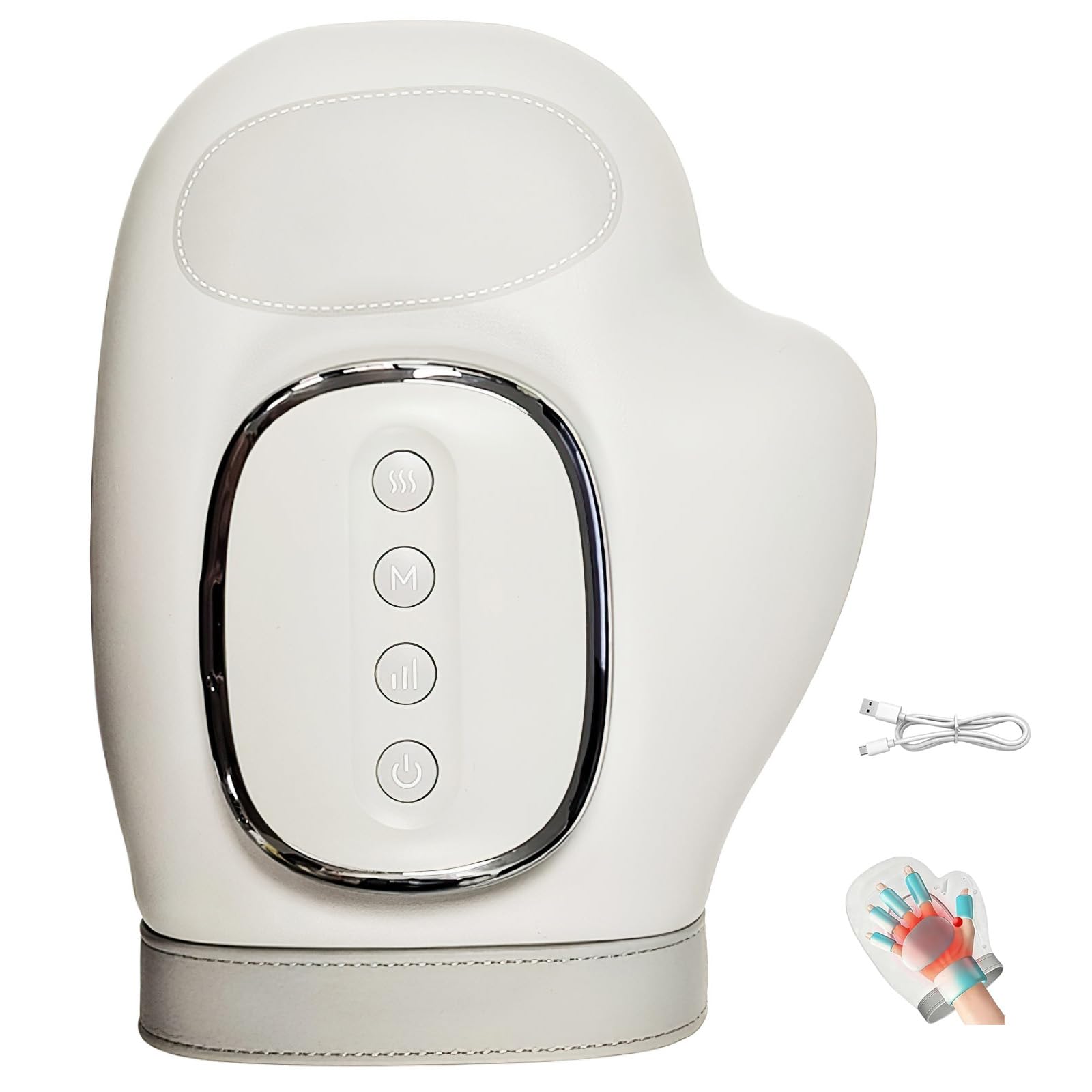 Handmassagegerät mit Thermotherapie,Handmassagegerät Mit Wärme & Luftkompression,3 Modi,5 Intensitätsstufen,15 Minuten automatischer Timer,Wireless Elektrisches Wiederaufladbare HandMassager (1pcs)