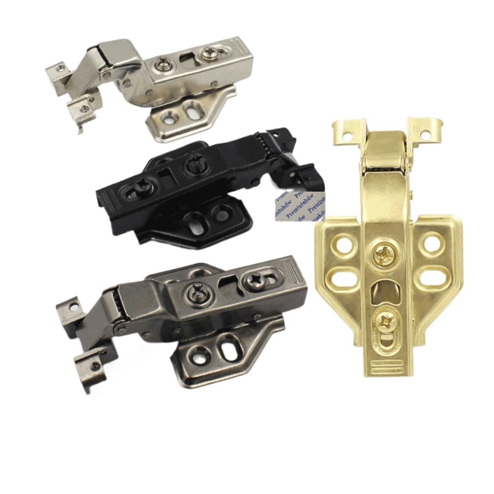 Bisagra de puerta vidrio con marco aluminio estrecho 10 piezas | For vino, armario, armario, cierre suave, mate, negro, dorado(Gold,No Overlay)