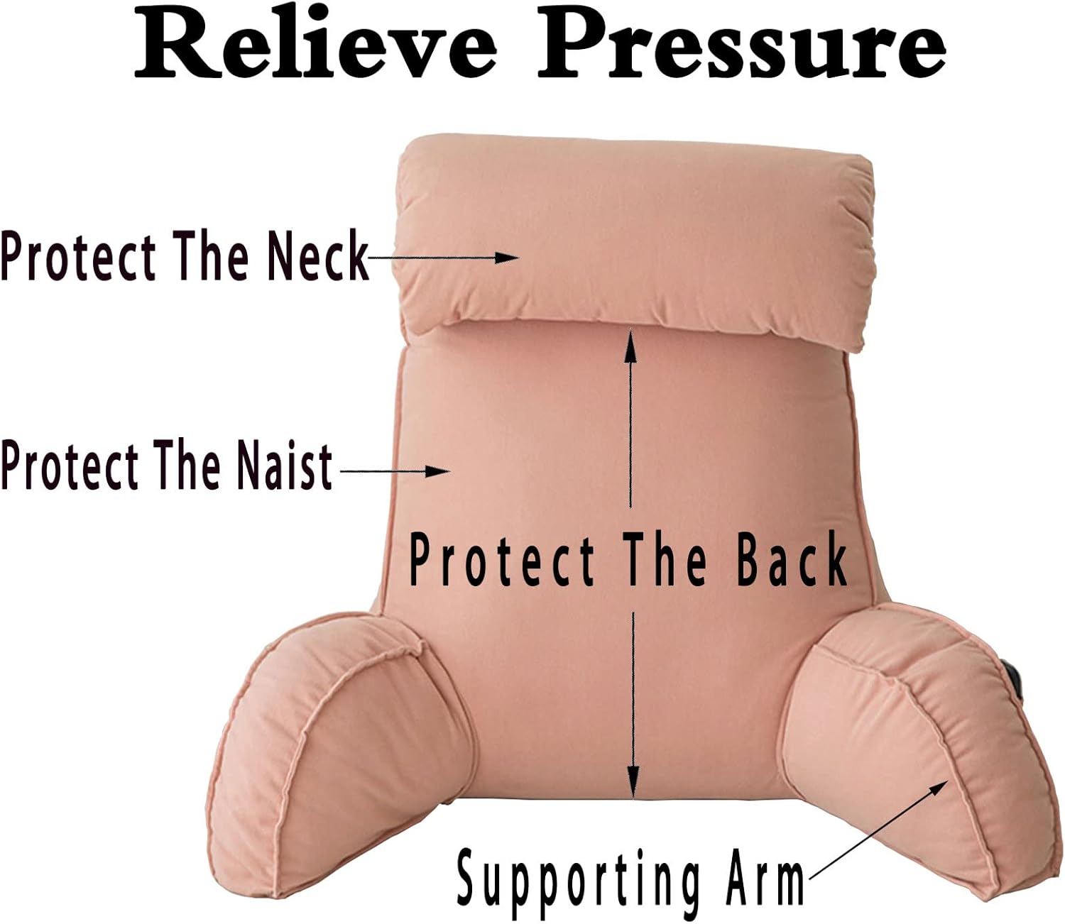 Back Support Large Waist Pillow, Backrest Pillow with Armrest, Reading Pillow Lumbar Support Cushion, Great As Backrest for Books Or Gaming, Removable Cover and Pockets 75 * 40 * 58cm