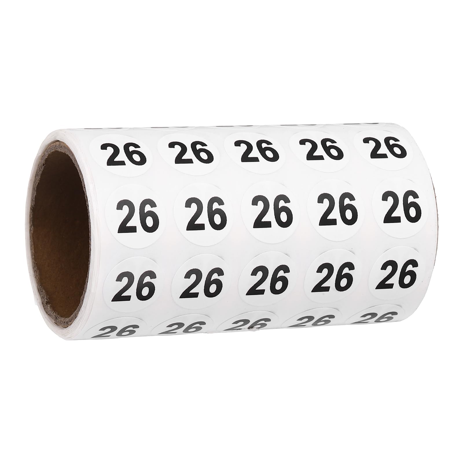 PATIKIL 1000pcs 0.6" Number Stickers, Number 26 Sticker Numbers Labels Round Small Vinyl Self Adhesive Label Circle Decals 1 Roll Dots for Photo Album Poster Organize Inventory, Black