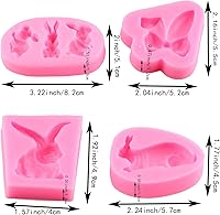 Vista 2 de Mujiang Molde para fondant de conejo, orejas de conejo de Pascua, moldes de silicona para decoración de pasteles, juego de 4