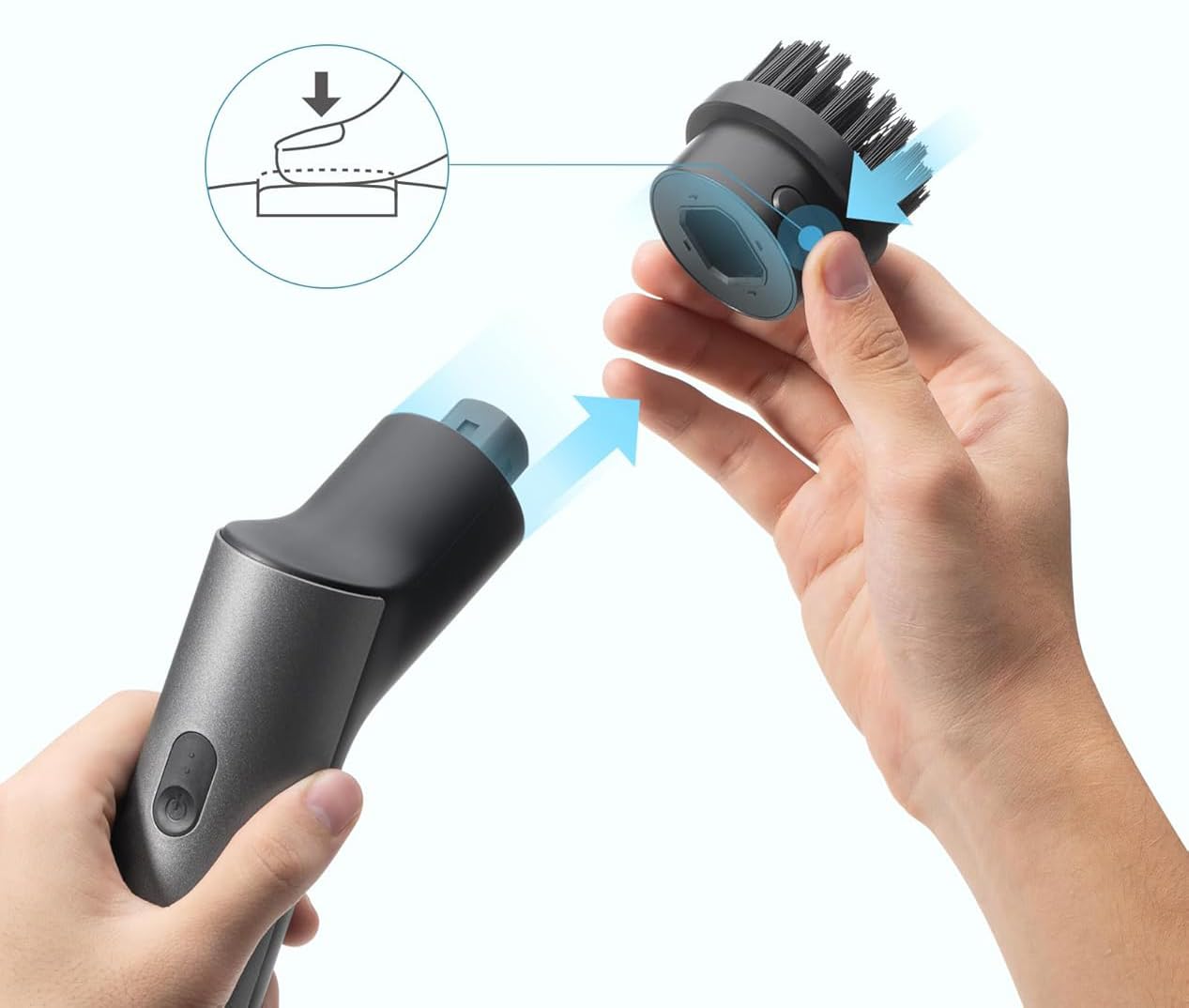 Cepillo de limpieza eléctrico giratorio inalámbrico HOTO, 6 puntas intercambiables, IPX7, 2 velocidades 220-300 TR/Min, mango telescópico 37-51 pulgadas