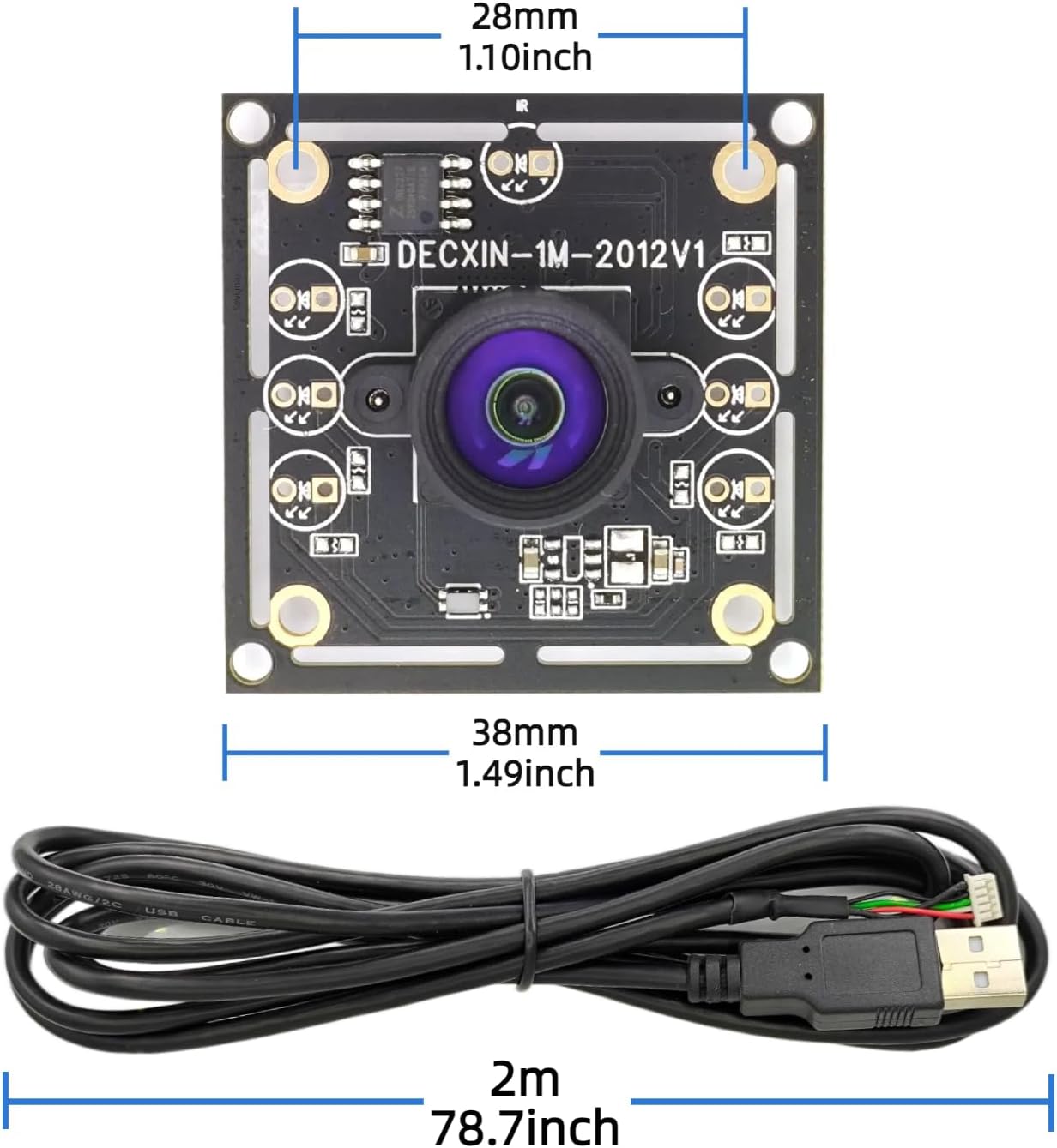 3PCS USB Camera Module OV9732, 100 Degree Without Deformity, 1MP 1280x720 Free Driver, Adjustable Focus Camera for Face and License Plate Recognition, Drone Aerial Photography, Supports Win7/8/10/MAC