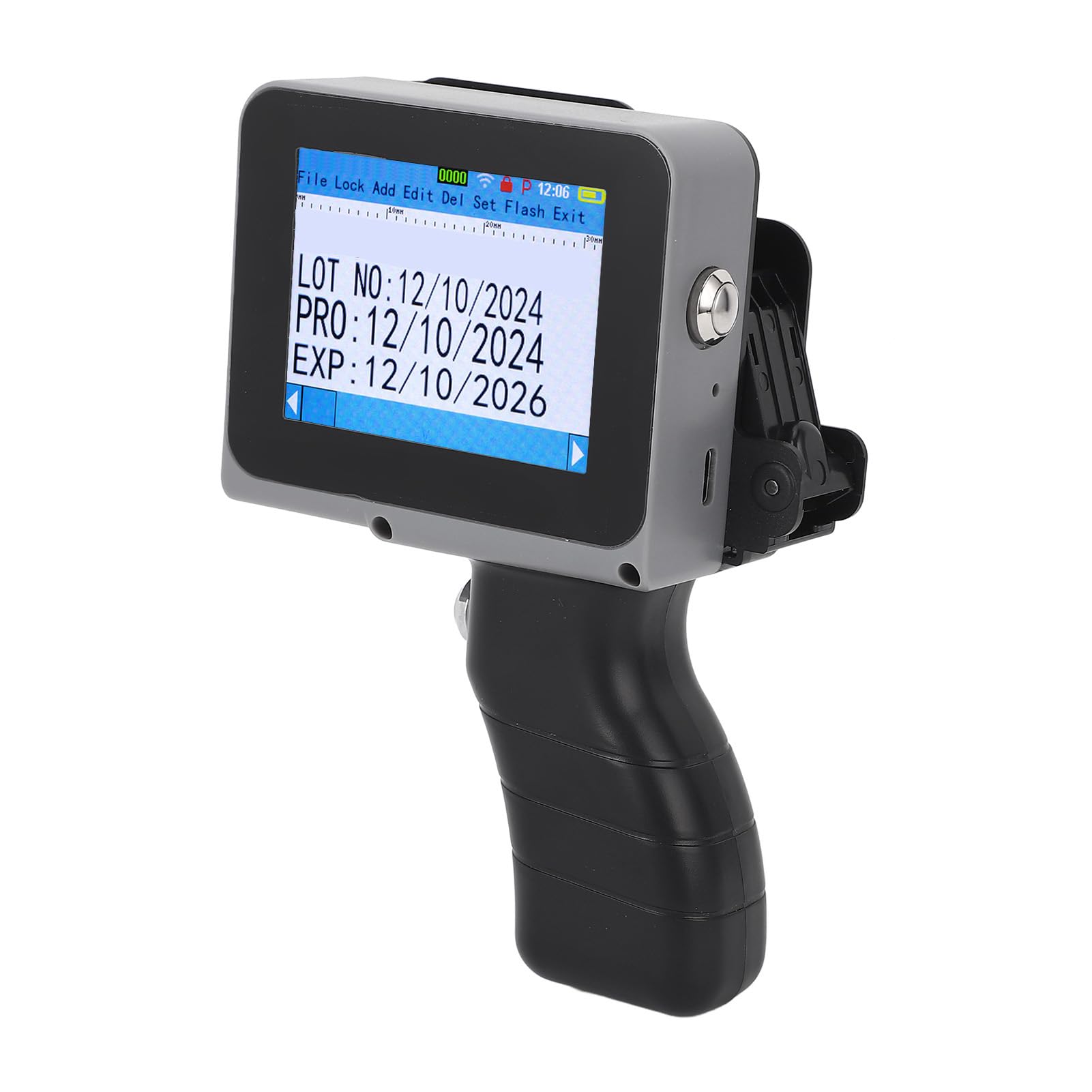 Sxhlseller Handheld Inkjet Printer, Tragbarer Tintenstrahldrucker mit 4,3 Zoll HD Touchscreen, Kartuschenfrei, für QR-Code, Barcode, Etiketten auf Holz, Kunststoff, Textil (12,7 mm Druckhöhe)