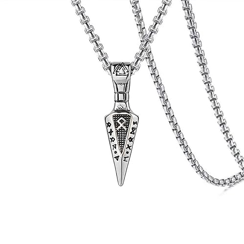 Viking Jewellery for Men, Silver Stainless Steel Chain Vintage Nordic