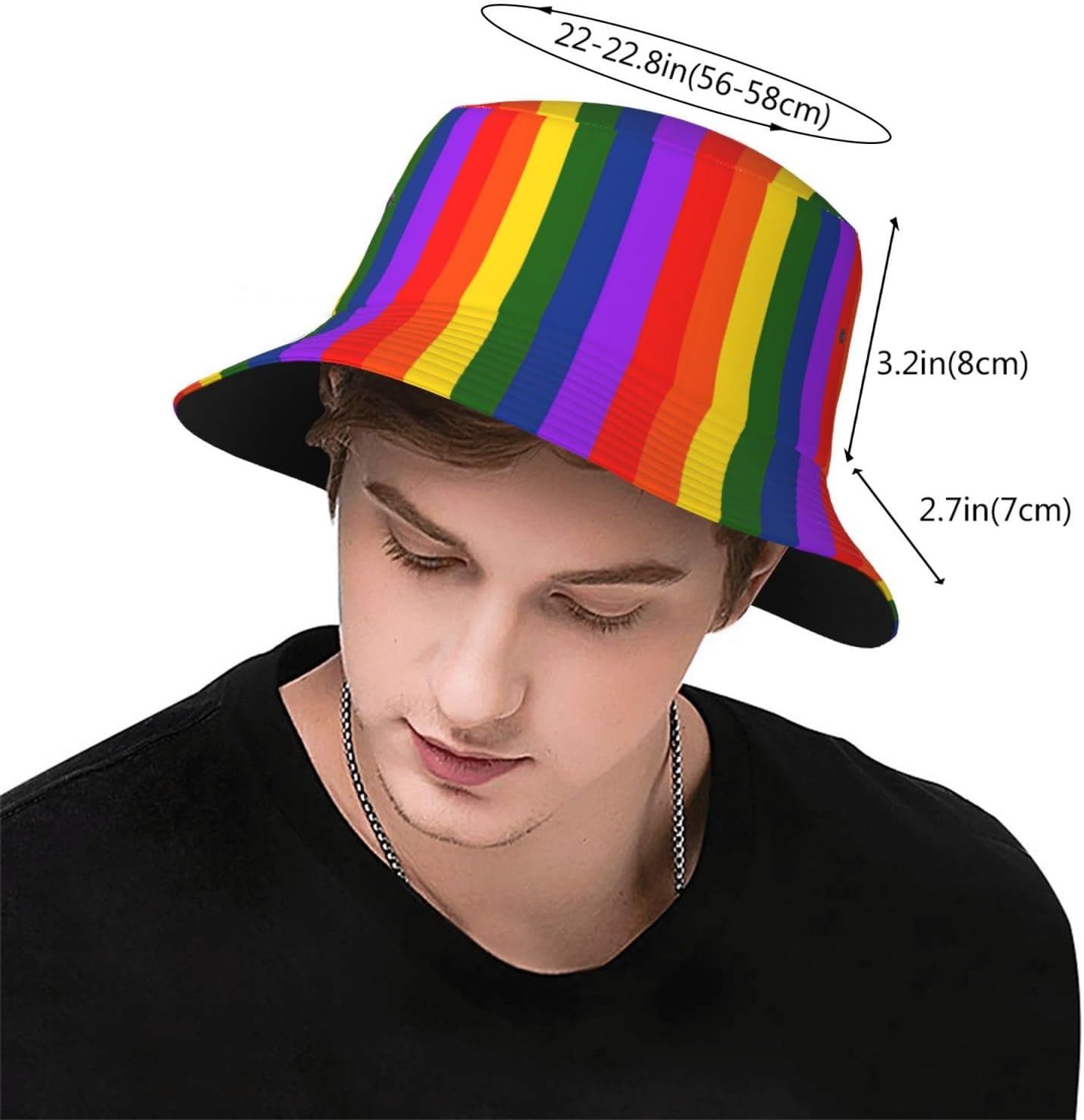 Bucket Hat Rainbow Flag Print Summer Sun Hat Trendy Beach Funny Fisherman Hat for Men Women Unisex