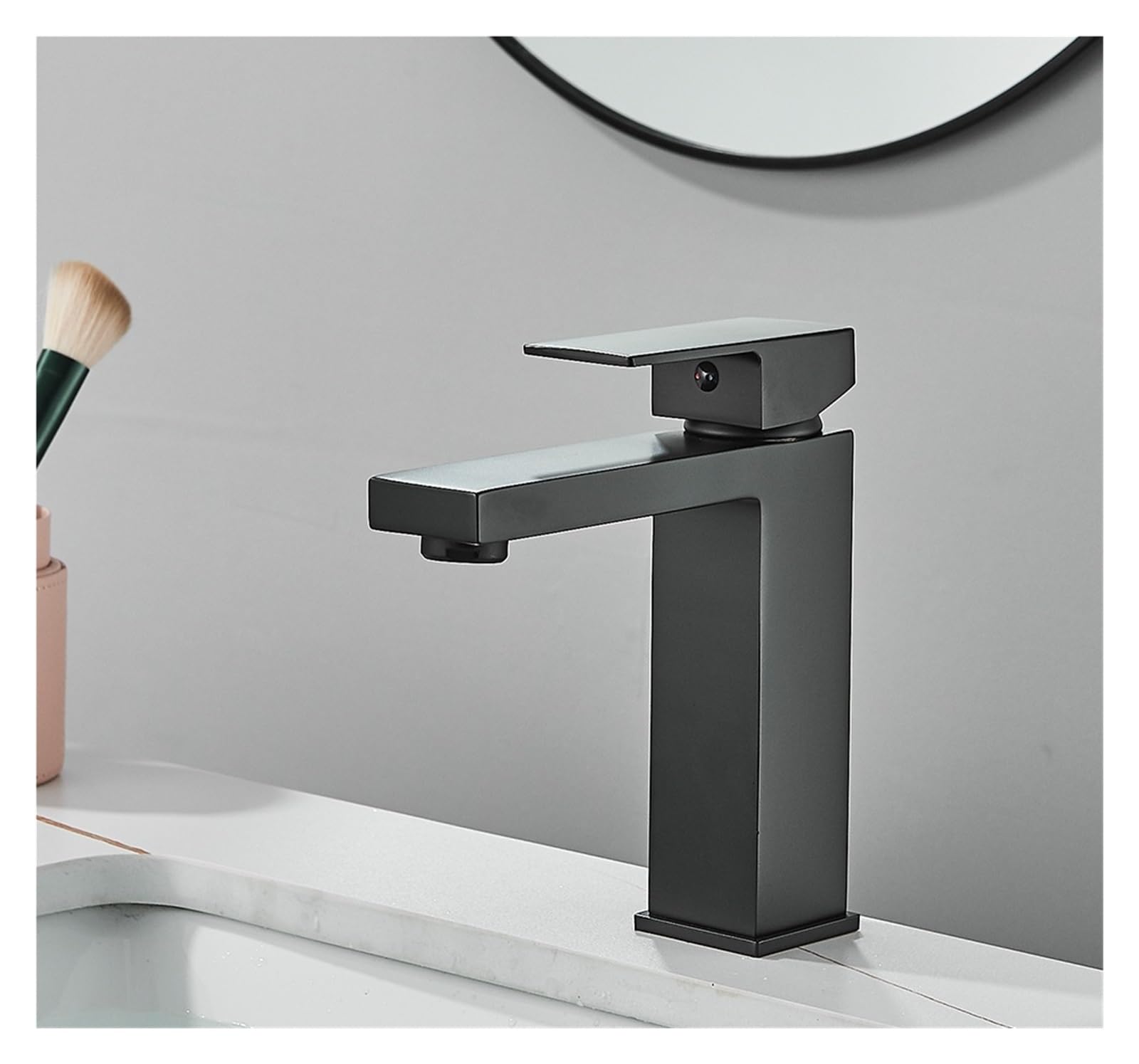 Robinet mitigeur eau chaude froide laiton noir lavabo de salle de bains