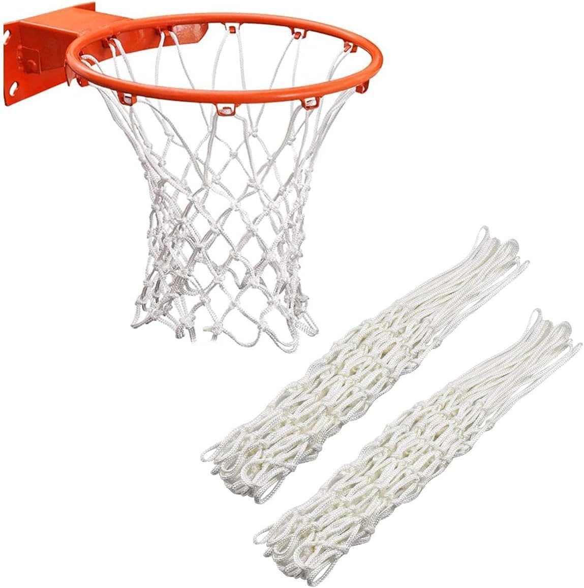 Xchmtech 2 Pcs Heavy Duty Basketball Net Replacement Fits Standard 12 Loop Basketball Hoop Net for Indoors and Outdoors Gym Equipment