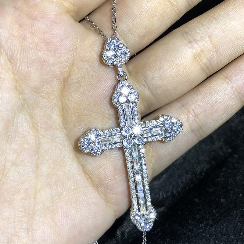 Collier pendentif en cristal blanc pour femme avec chaîne de couleur argent maille fine