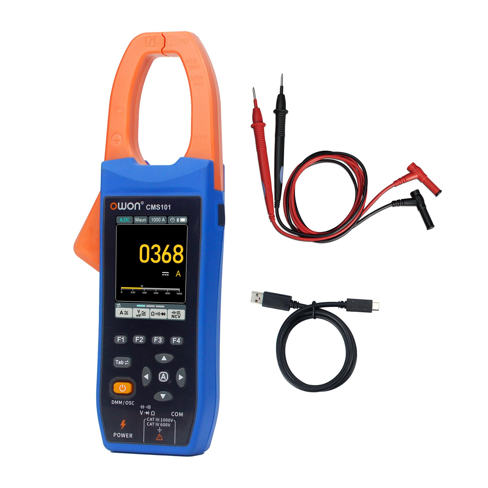 OWON CMS101 Bluetooth Stromzangenmessgerät AC/DC, Oszilloskopfunktion, Schreiberfunktion 3 in 1, 20000 Zählungen True RMS Auto-Range, Bluetooth Stromzangenmessgerät für Elektrofahrzeug