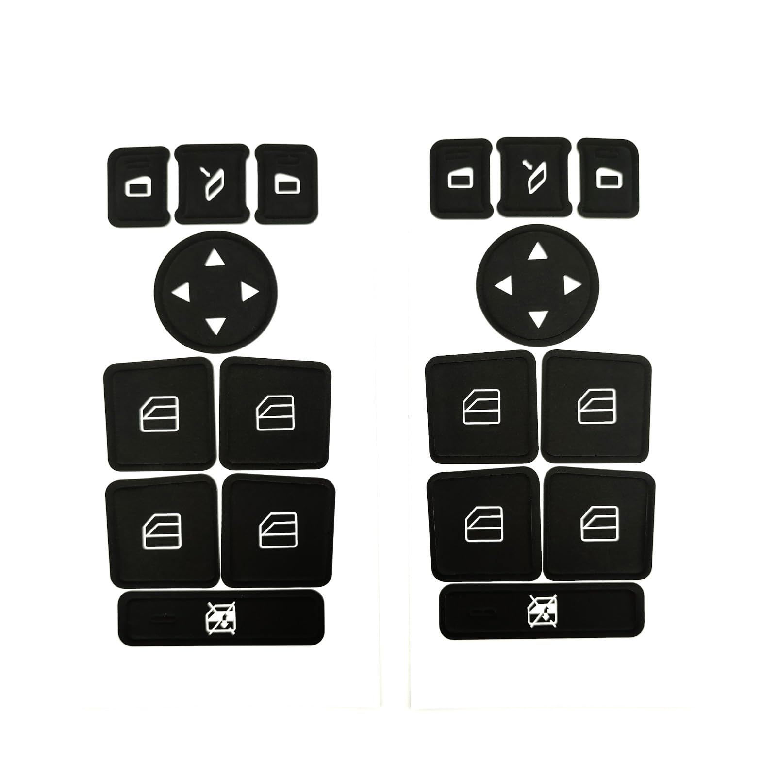 Interior Button Repair Sticker Kit Decals Steering Wheel, AC Control, Window Switch , Radio Number, Door Lock, Seat Memory Switch Button Stickers Compatible with Benz 2007-2014, 2 Set