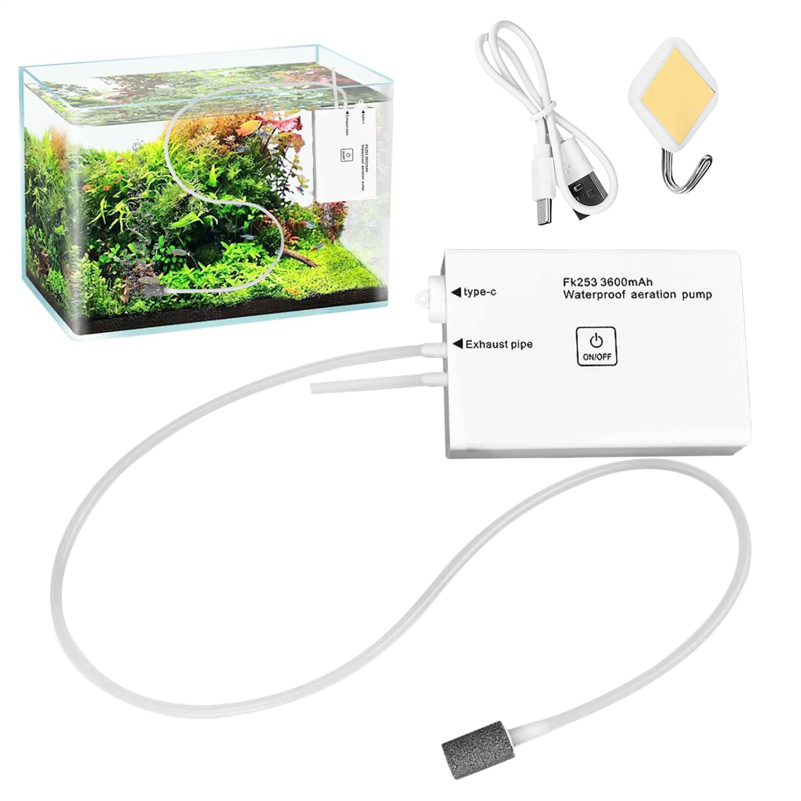 Burbujeador para Acuario Bomba de Aire para Acuario Silenciosa Ajustable | Aerador para Estanques Piscinas Plantas Hidropónicas Interior Exterior