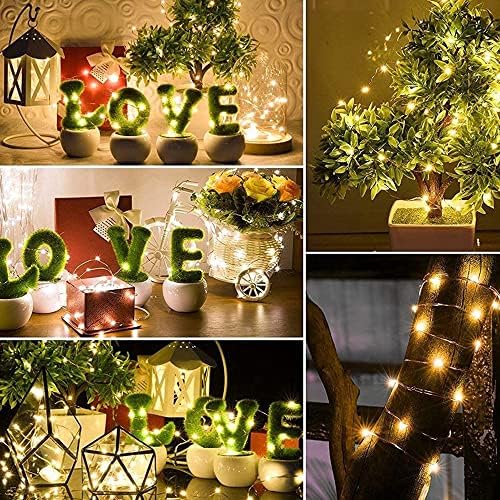 Fairy Lights Battery Operated, 5M 50 LED String Lights with Twinkle, Battery Powered Copper Wire Decorative Lighting for Indoor Bedroom, Wedding, Party, Birthday, Christmas (16.4ft Warm White, 4 Pack)