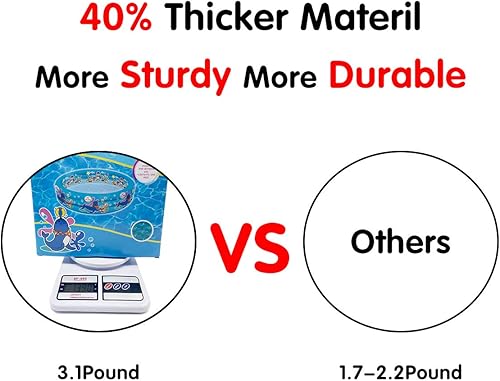 Miniatura 5 de Piscina infantil de 3 anillos para niños, 48 x 12 pulgadas, piscina inflable para bebés, piscina infantil pequeña (azul)