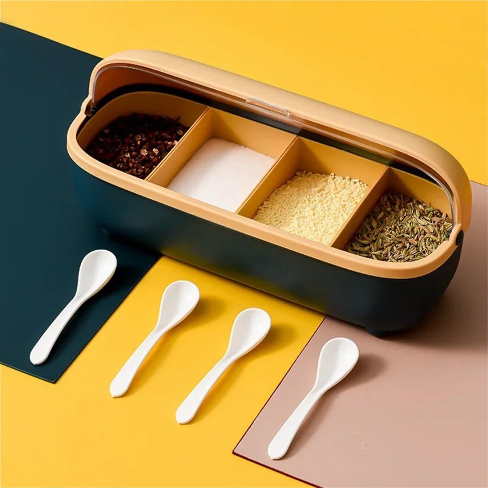 Scatola Di Condimento Barattolo di spezie Sale e pepe Set di contenitori for spezie Scatola di condimento ovale trasparente Portaspezie Strumenti for la conservazione della cucina Per la Cucina(Pink)