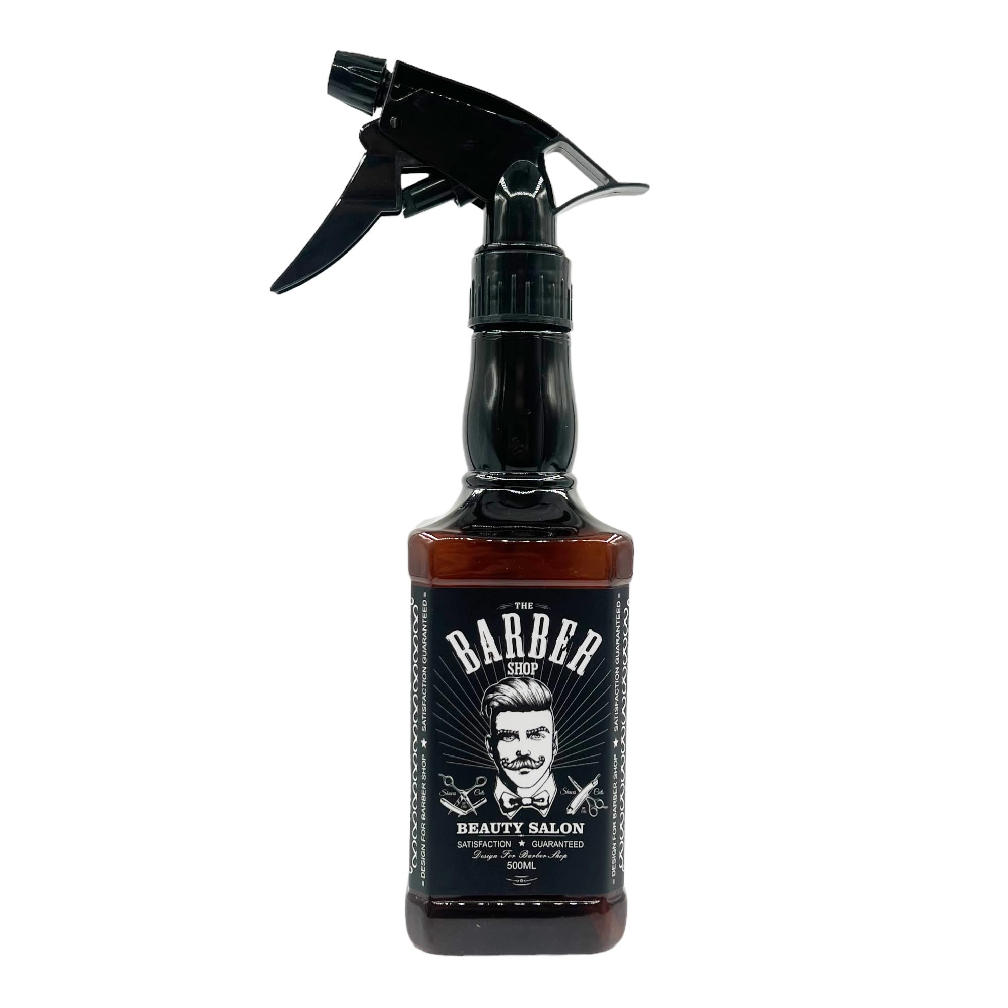 Eson Hair Water Spray Bottle 500ml, Whisky Style Spray Bottle for Hair, Mist Plant Mister, Barber Salon Hairdresser - Retro Stylish, Empty Refillable Sprayer for Cleaning (Brown)