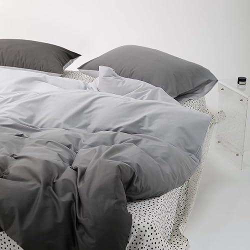Miniatura 5 de Cottonight - Juego de edredón gris degradado, tamaño King, color gris y negro, juego de edredón de algodón estético, suave, transpirable, color
