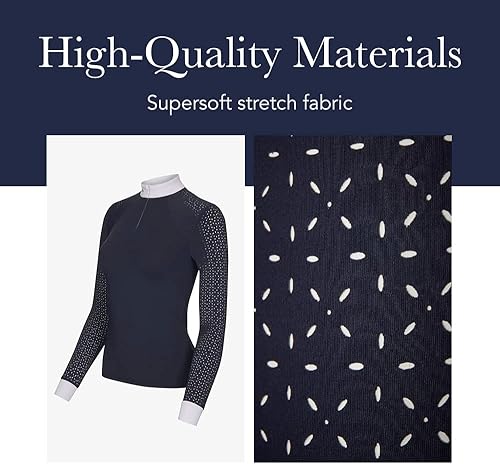 Vista 5 de LeMieux Camisa Olivia de manga larga para mujer - Equitación - Top de competición - Camisas atléticas y ropa de equitación