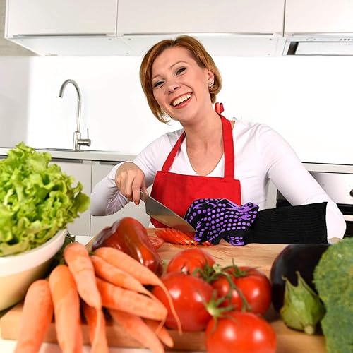 Miniatura 15 de Guantes largos, resistentes al calor 1472 °F, de silicona antideslizante, para barbacoa, cocinar, hornear, cortar Rojo