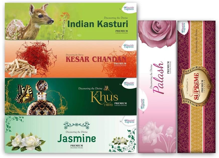 Flourish Fragrance Premium Incense Sticks (Combo Pack of 6)