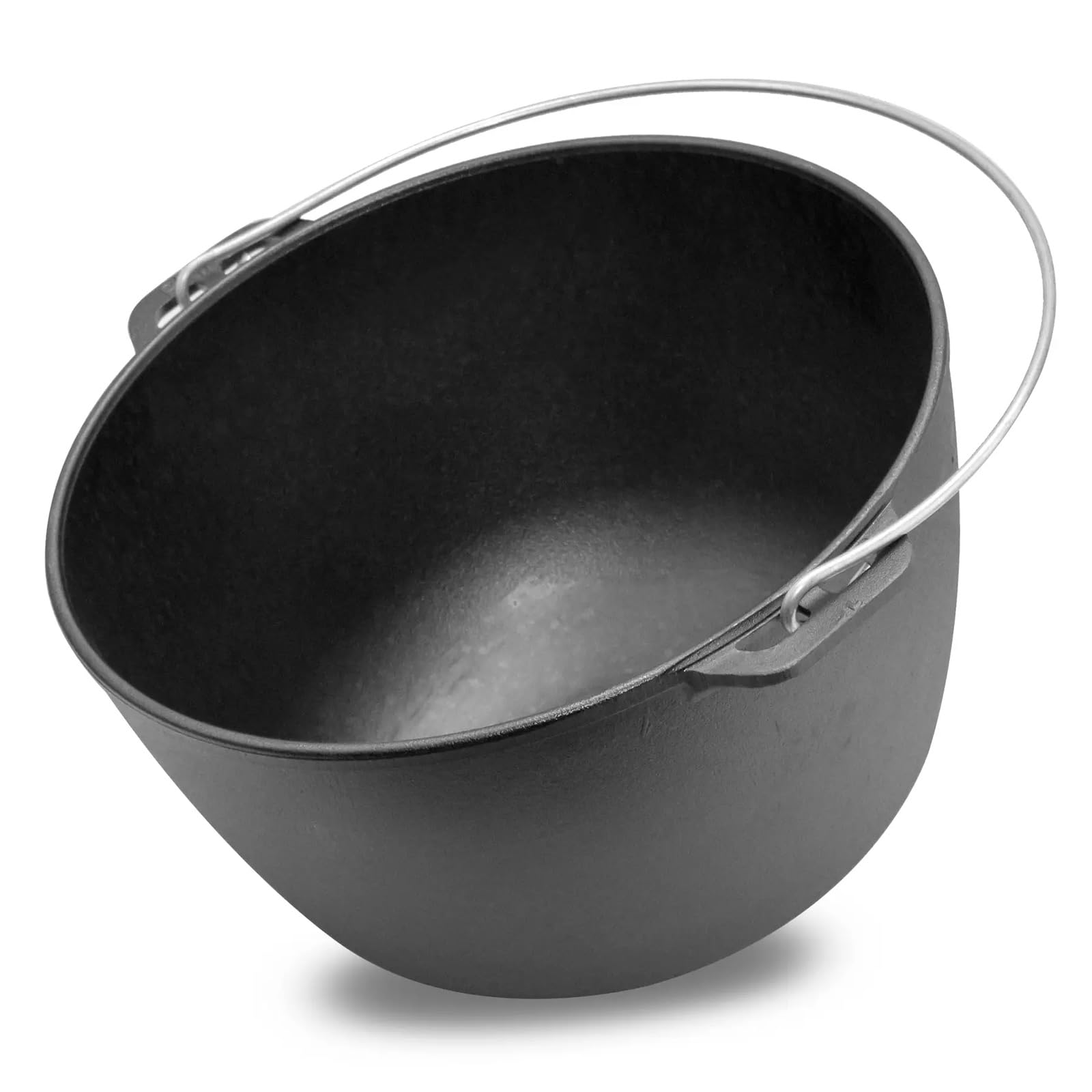 8L Touristenkessel Deckel Ø28 cm Pfanne Gusseisen Gusseisenpfanne Schwenktopf Kessel - Campingtopf Küchenhelfer Bambus Set