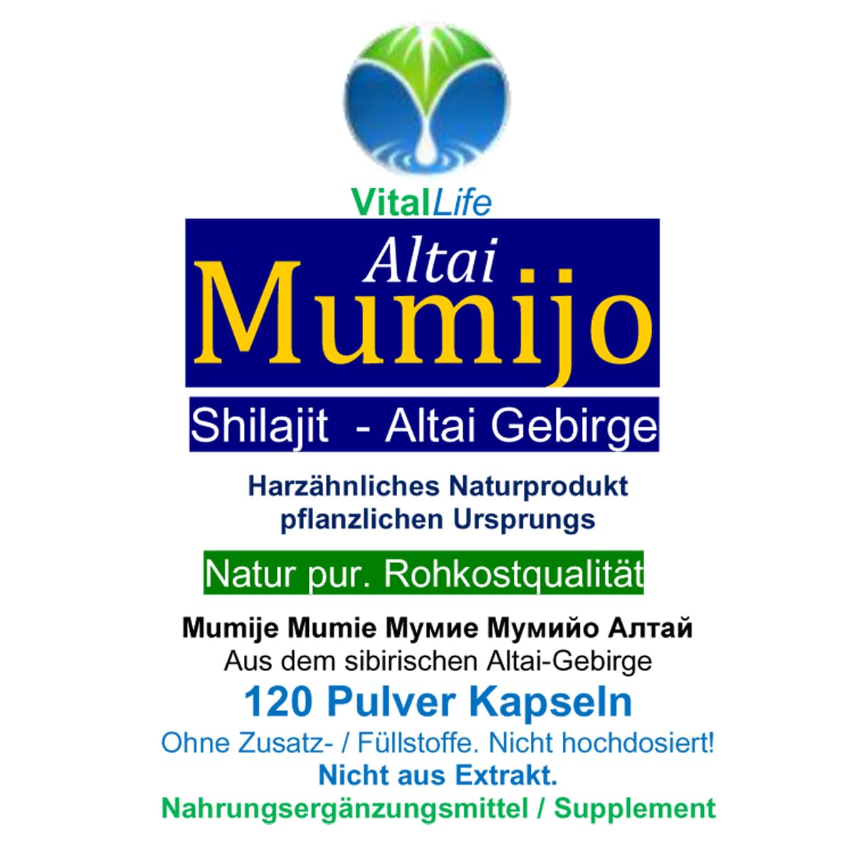 MUMIJO reines Altai Shilajit Harz 360 (3x120) Kapseln - Fulvinsäure, Antioxidantien, Ayurveda Geheimnis für WORK-LIFE-BALANCE - 100% NATUR pur 1:1 Kein EXTRAKT - OHNE Zusatzstoffe. 27290-3