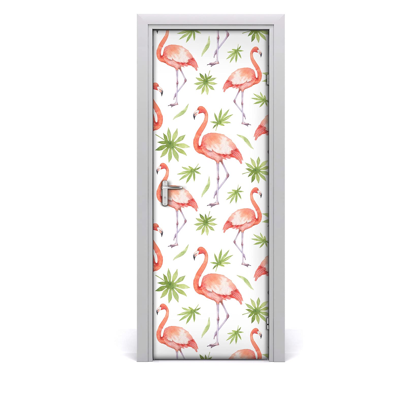 Papel pintado autoadhesivo impermeable para puerta 85x200 lavable motivo flamenco