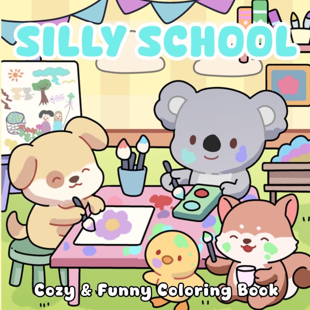 Silly School: Cozy & Funny Kawaii Coloring Book for Kids: Cute Animal Classroom Adventures with Simple and Fun Designs
