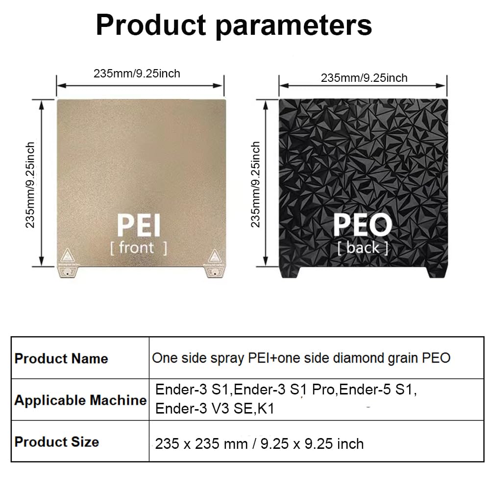 MAKIVI PEI en PEO-bladbouwplaat voor 3D-printers, platformmat voor K1 Max/ 3 S1 Plus/ 3 V3 Plus