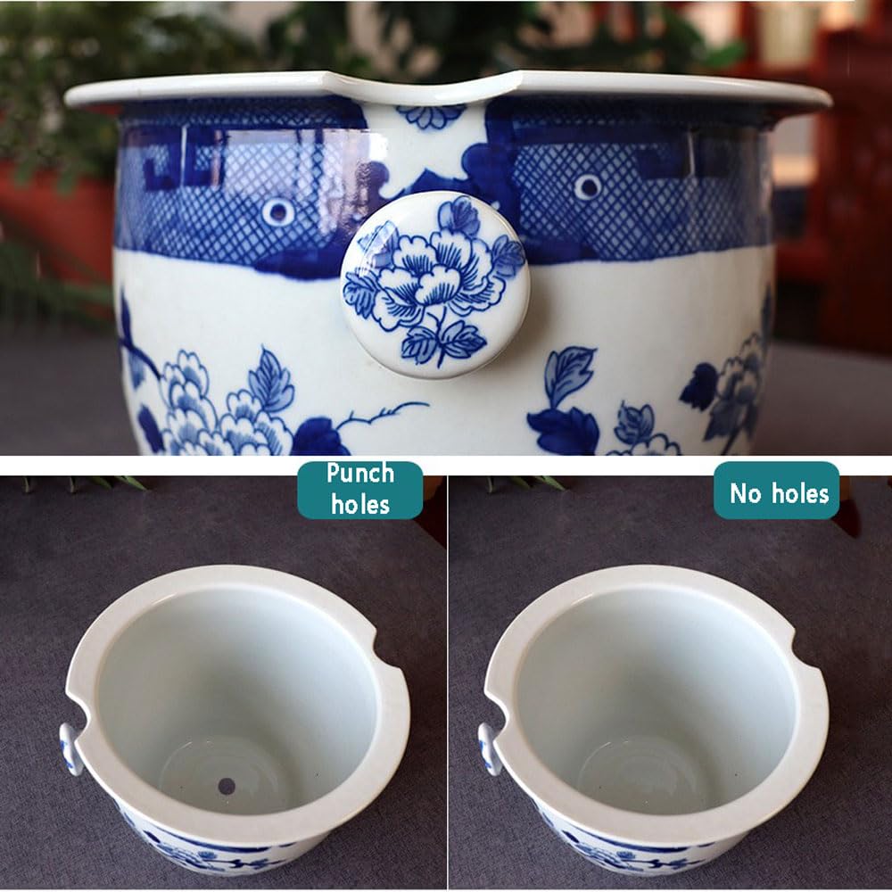 Niebieska i biała porcelanowa doniczka z obuuszną doniczką urną doniczka ceramiczna niebieska i biała doniczka na kwiaty astetyczna dekoracja pokoju niebieska i biała porcelanowa dekoracja