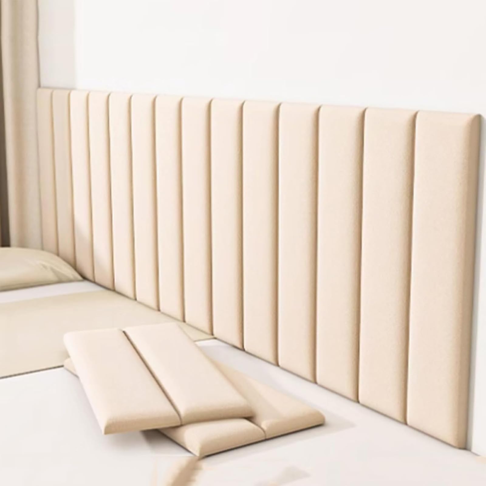 Upholstered Wall Panels Padded Wall Stickers For Bedroom, 3D Anti-Collision Wall Padding,Headboard, Self-adhesive Anti-collision Wall Padding,01,2 pcs