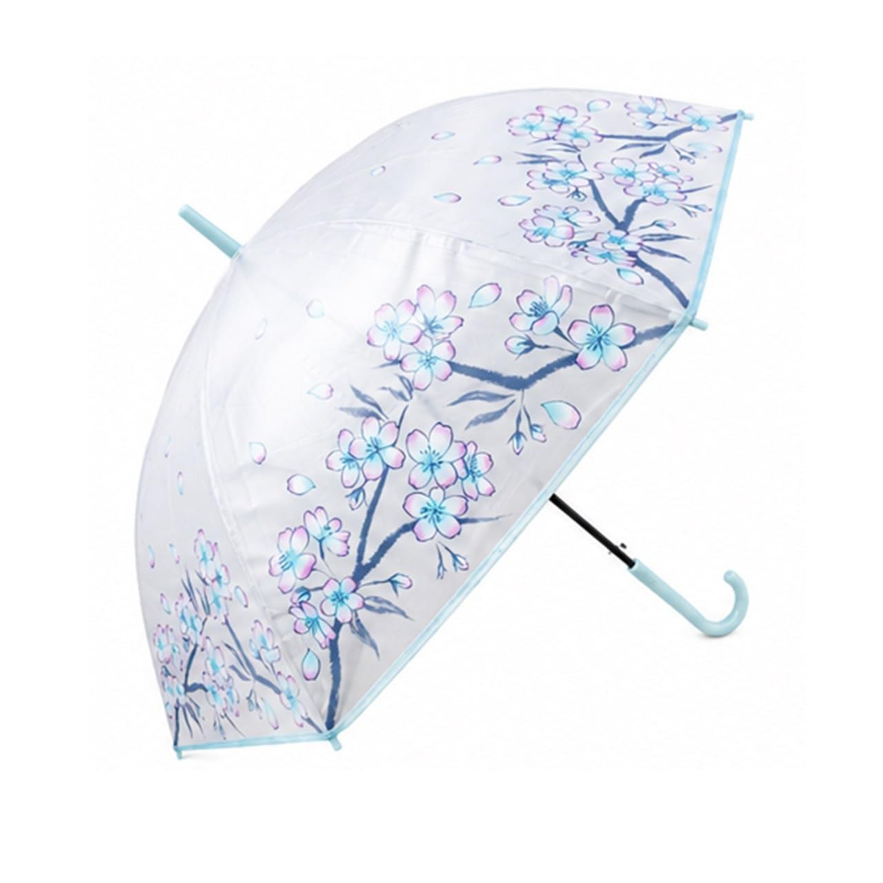 Transparent Floral Dome Umbrella with Curved Hook Handle-picture-53