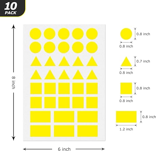 Miniatura 9 de Calcomanías de codificación de color blanco multiformas, calcomanías extraíbles de diferentes formas para niños pequeños, triángulos, círculos,