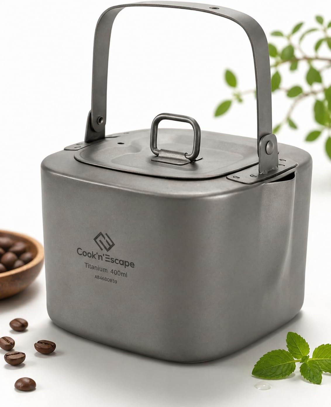 Amazon.co.jp: COOK'N'ESCAPE チタン ケトル 角型 400ml 軽量180g 無