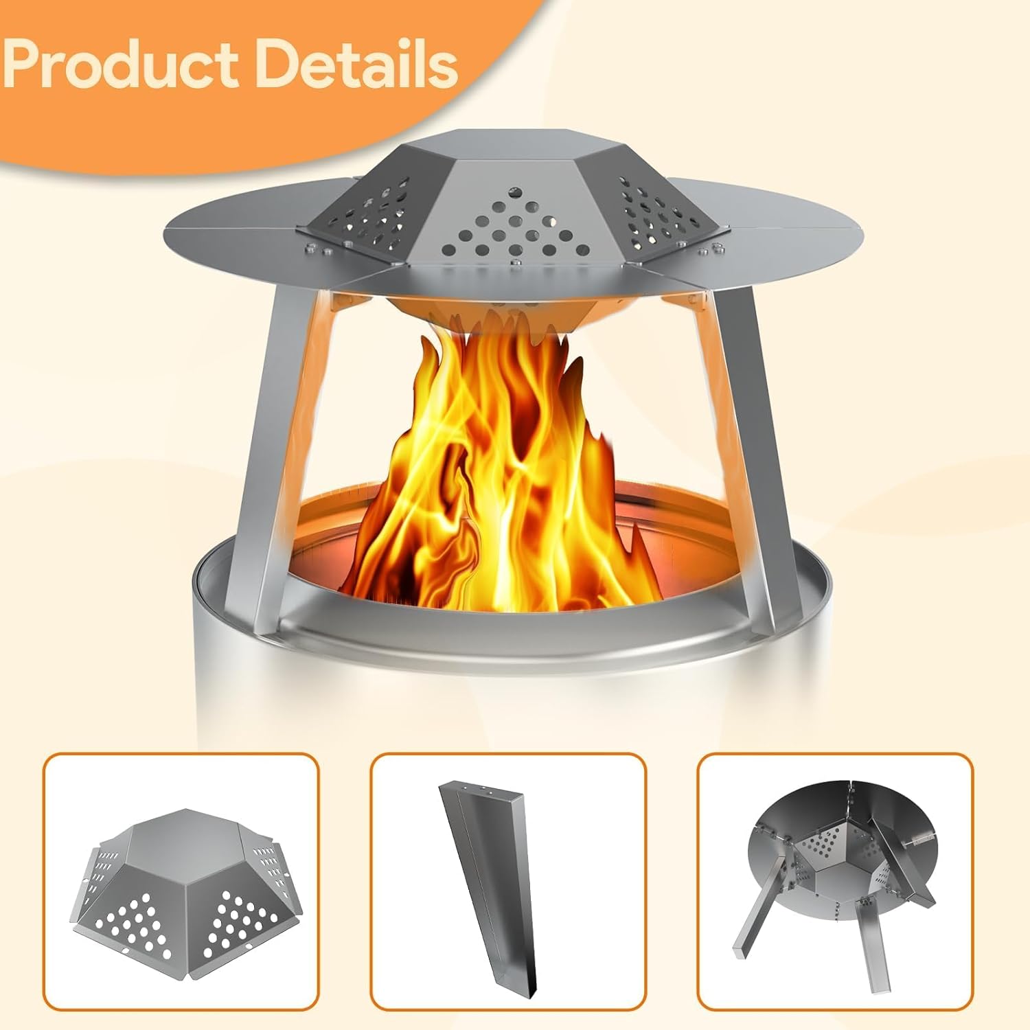 FirePit Heat Deflector for Solo Stove Ranger 15", Portable Heat Diffuser with Carrying Handles for Solo Stove Ranger, 15 Inch Stainless Steel Heat Deflector for 15 Inch Fire Pit Accessory