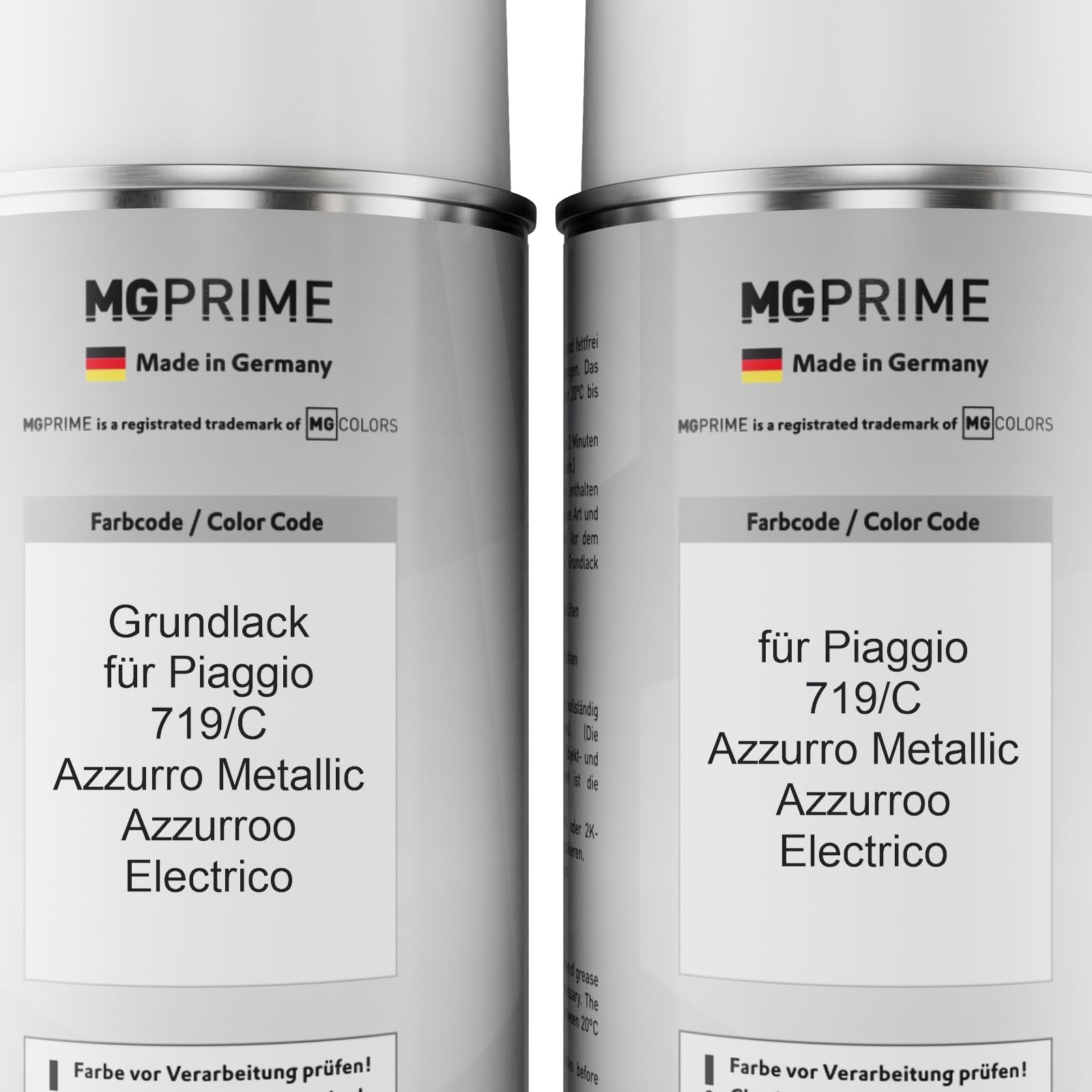 MG PRIME Pintura automotriz Set de botes de spray de 2 componentes para Piaggio 719/C Azzurro Metallic/Azzurroo Electrico Fondo pintura base pintura transparente de 2 componentes