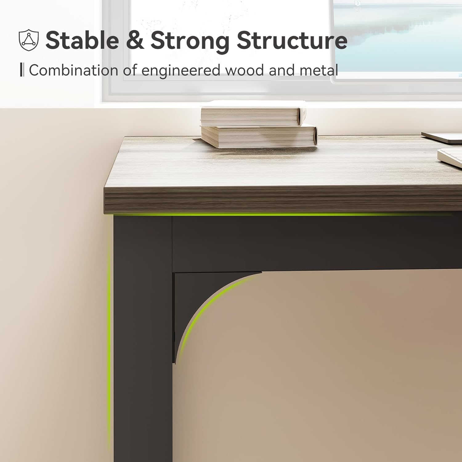 LITTLE TREE 78.7-Inch Ultra Long Double Desk, Writing Gaming Work Computer Two-Person Desk for Home Office, Grey + Black