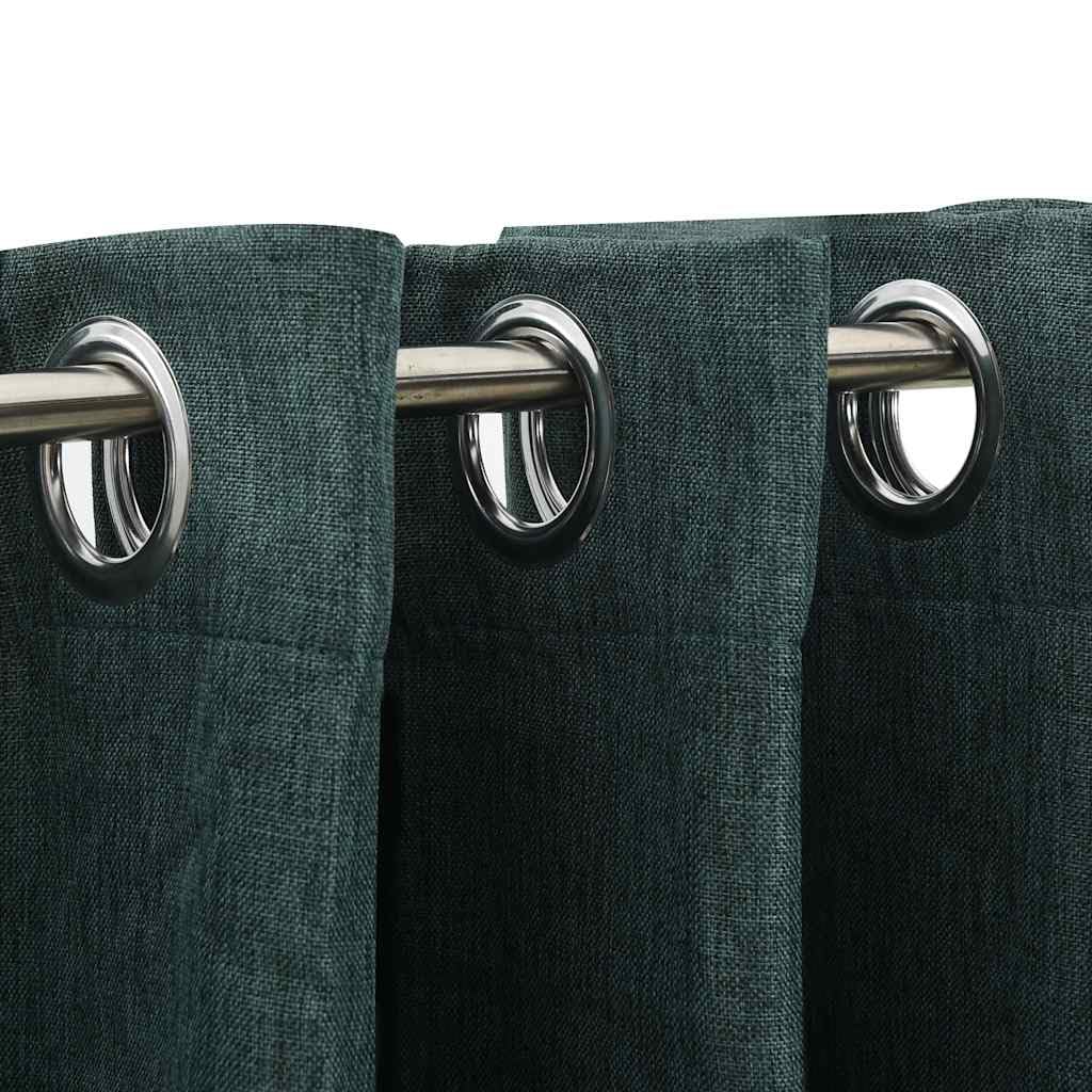 Verdunkelungsvorhänge Ösen Leinenoptik 140x225 cm, 2er-Set Grün, Blickdicht für Wohnzimmer, Schlafzimmer, Büro