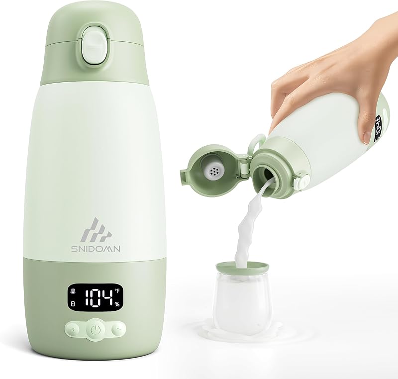 Portable Bottle Warmer for Travel, Baby Breastmilk & Formula Warmer | 4000mAh Battery, 2-Min Fast Heating, 89–212°F Temperature Control, 17.8oz Capacity, Type-C Charging and Constant Warm Mode