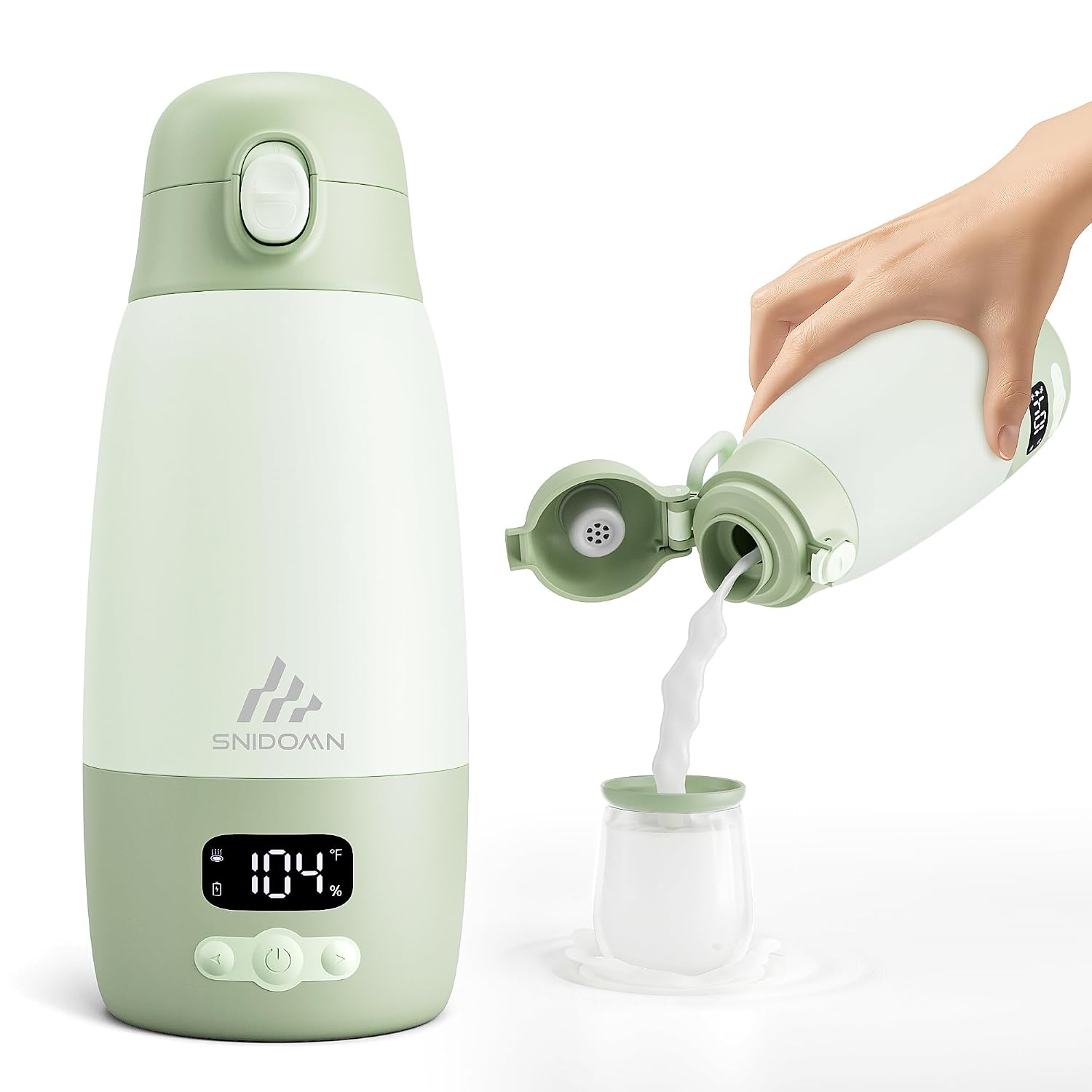 Portable Bottle Warmer for Travel, 17.8oz Baby Bottle Warmer for Breastmilk & Formula, 2-Min Fast Heating Formula Container to Go, Portable Milk Warmer On the Go, Long Battery Life & Temp Control