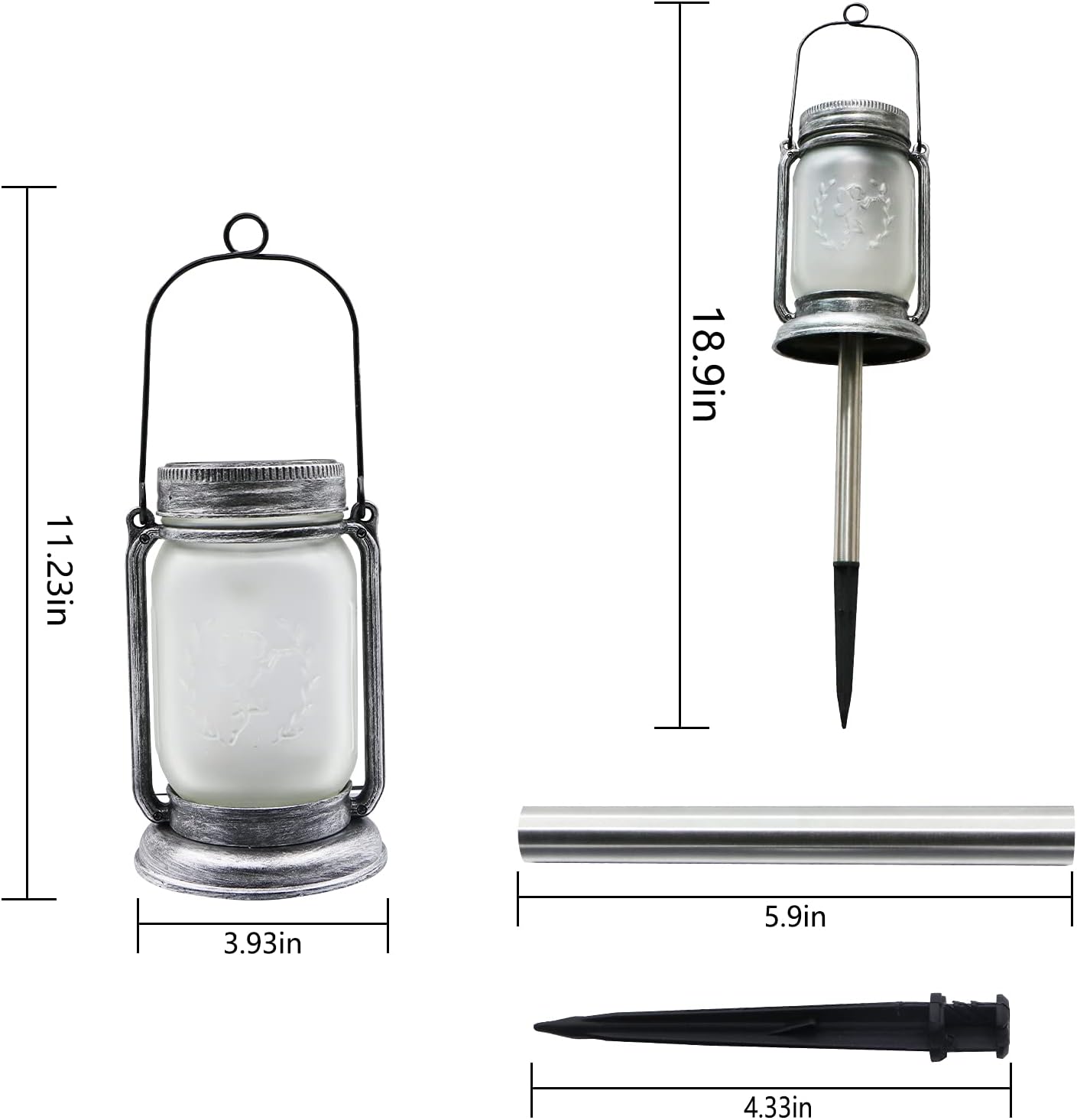 Solar Flames Lantern, Solar Powered Flickering Flames Lights Outdoor Hanging Waterproof Landscape Lanterns, Solar Mason Jar Lights for Patio, Yard, Garden, Pathway and Christmas Decoration (2 Pack)