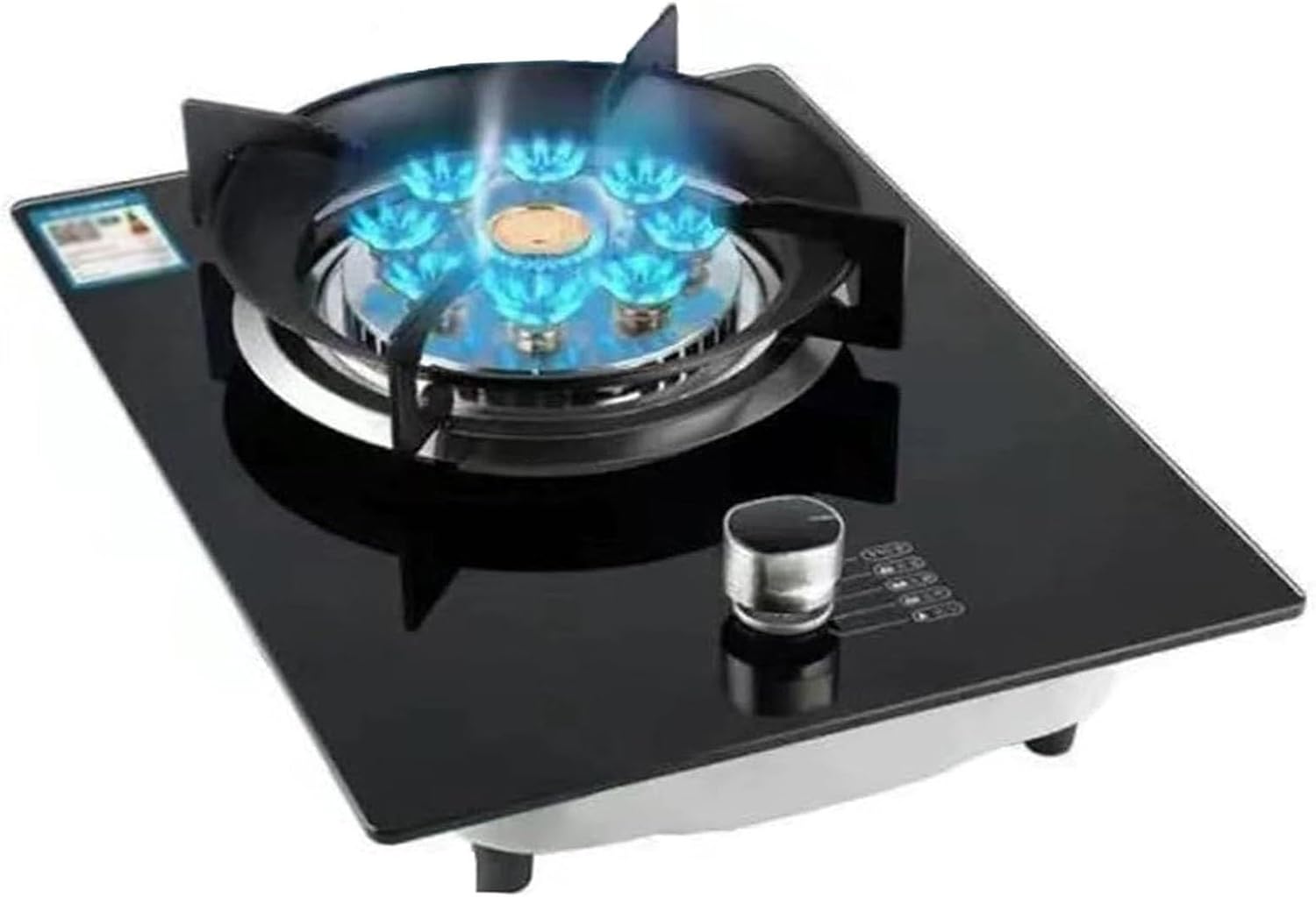 5.2KW 9 Cavity Fire Burner Gas Cooker - Single Propane Cooktop, Portable Tempered Glass Stove, Recessed Camping Cooktop(NG)(NG)