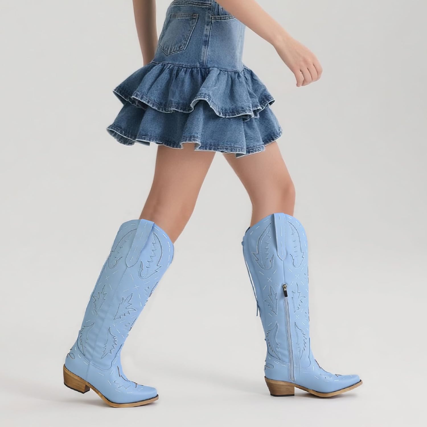 FancyQueen Faux Fur Boots for Women Knee High Furry Heel Boots Fashion Pointed Toe Snow Winter Boot Warm Women Boot - Image 2