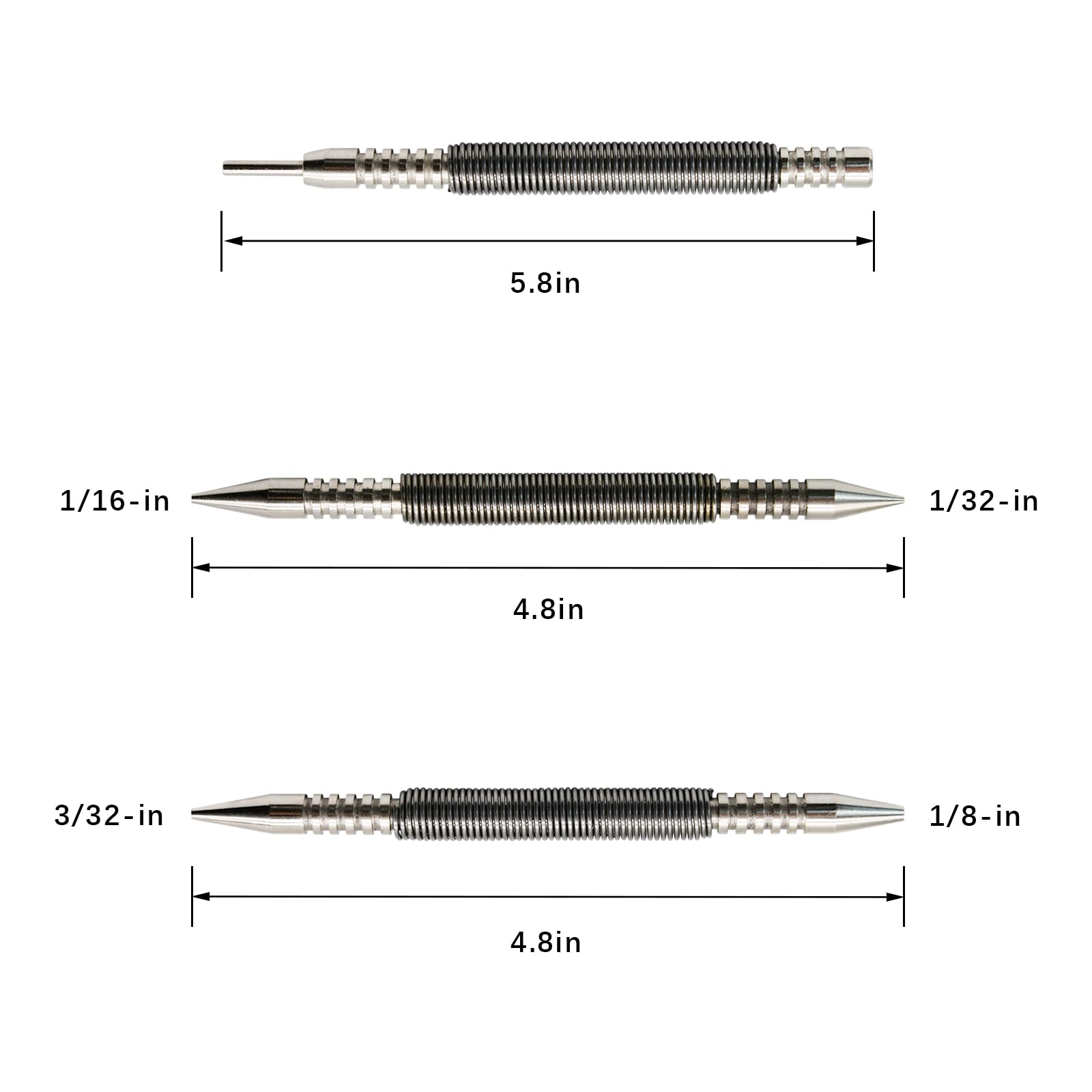 Juego de 3 clavadores de doble cabezal, 5000 PSI para quitar pasadores de bisagras de puertas, juego de clavos sin martillo en herramientas de perforación de 1/32" y 1/16"