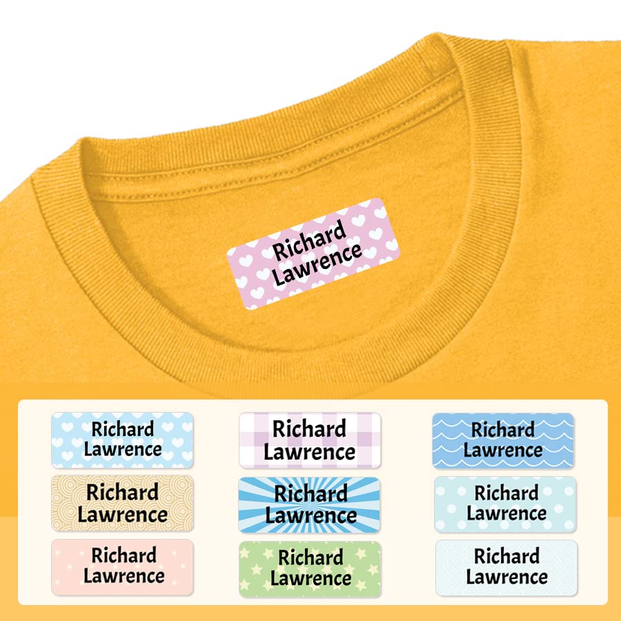 40 x Clothes Name Labels (37 x 15 mm) Waterproof Iron on Name Labels for Clothes Labels for Kids School Labels for Clothes Papa Prints®