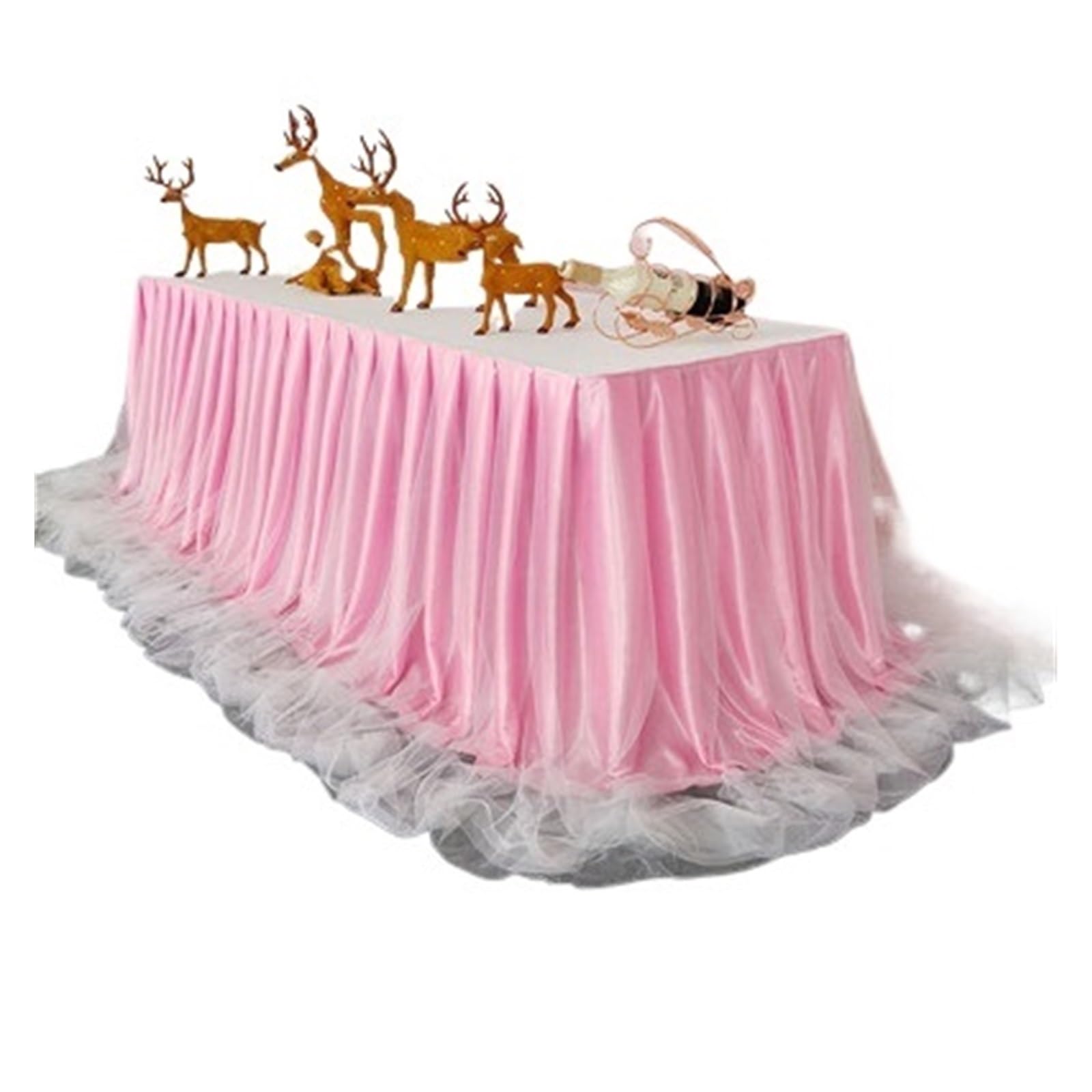 LuoAXINN Tutu Table Skirt Chiffon Organza Wedding Table Skirt for Cloth Party Banquet Decoration Skirting(Pink2)