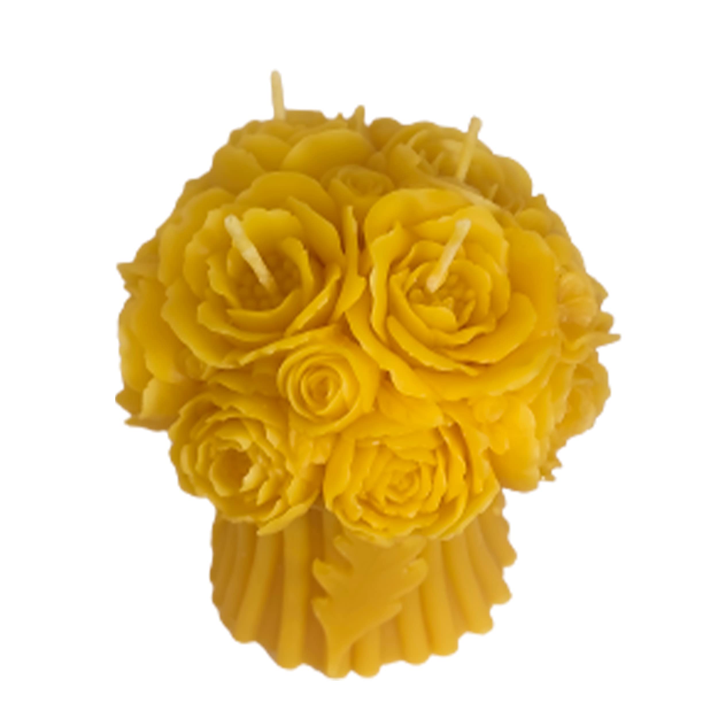 Bienenwachskerze | Einzigartige | Große Blumenstrauß Stumpen Kerze | Handgemacht | 100% Bienenwachs | 100 x 110 x 140 mm; 620 Gramm